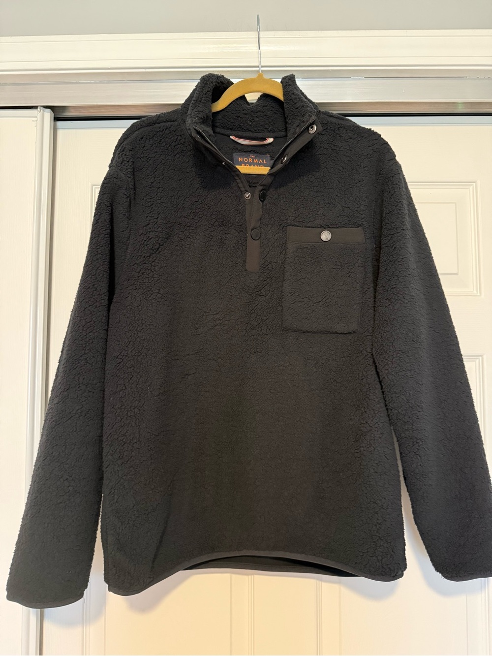 The Normal Brand | Henry Sherpa Pullover Snap Zipper Fleece Charcoal Black L
